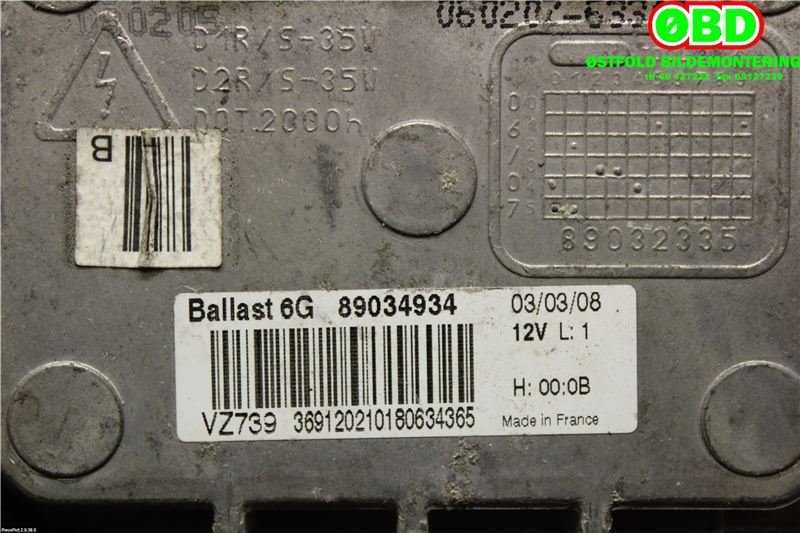 Styreenhet xenon/ballast til Citroën C5 2008-2017 (Type II)  (CITROEN|6224 L8|89034934|)