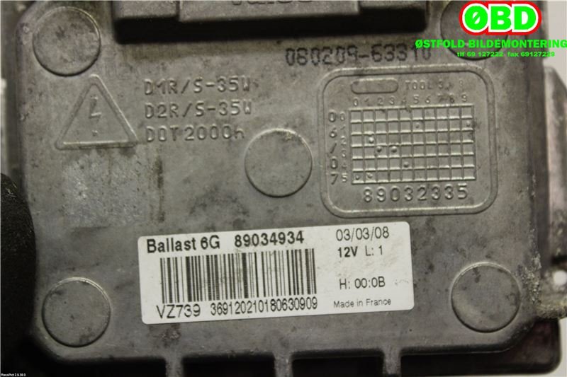 Styreenhet xenon/ballast til Citroën C5 2008-2017 (Type II) (CITROEN|6224 L8|89034934|)