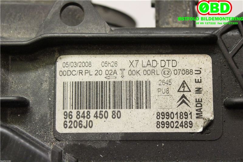 Frontlykt høyre xenon til Citroën C5 2008-2017 (Type II) (CITROEN|6206 Q1||9684845080)