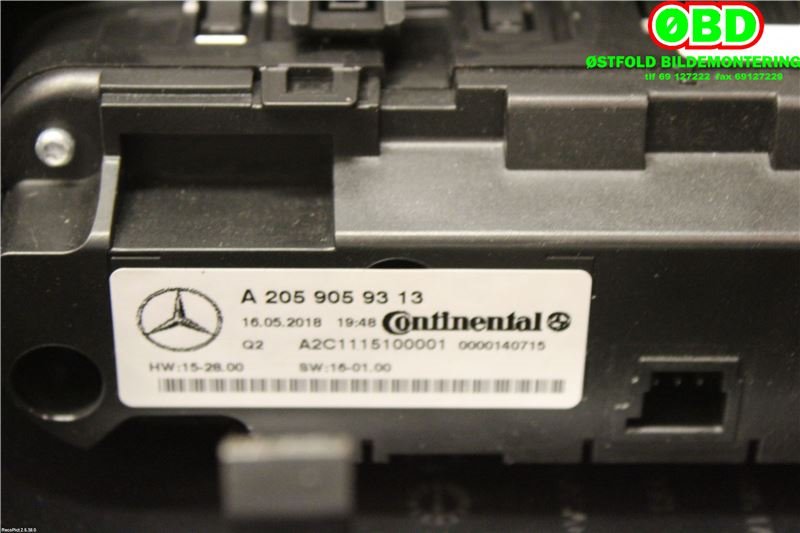 Varmeapparat betjening til Mercedes Vito 2014-->> (W447) (W447) (MERCEDES|A 205 905 93 13|A 205 905 97 16|2059059313)