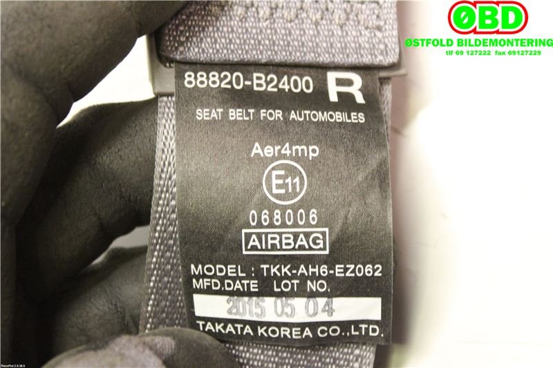 Airbag beltestrammer til Kia Soul 2014-2019 (Type II) (KIA|88820B2400GA6||88820B2400)
