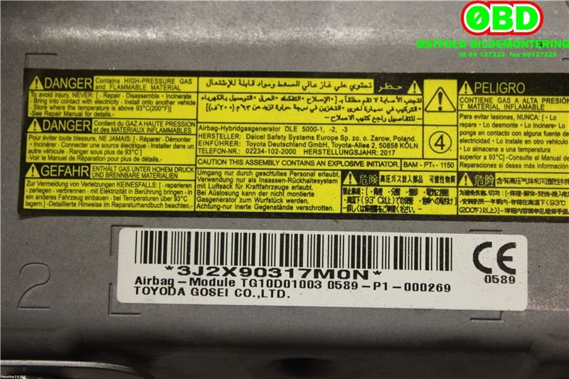 Airbag kne til Toyota Yaris 2014-2020 (Type III, Fase 2)  (TOYOTA|739000D031C1|)