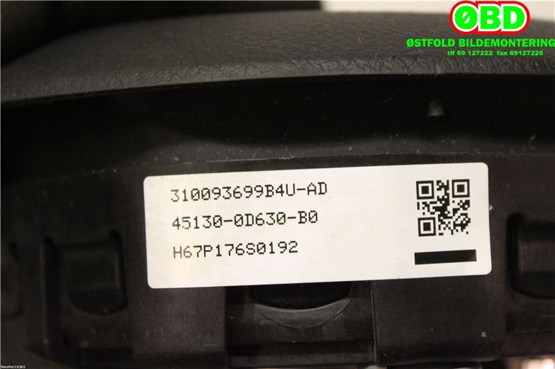 Airbag rattpute til Toyota Yaris 2014-2020 (Type III, Fase 2) (TOYOTA|451300D630C1||451300D630B0)