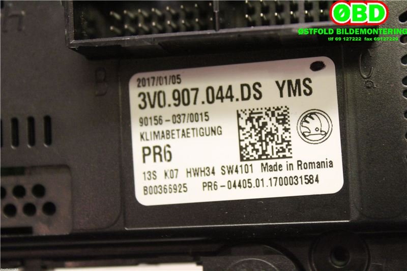 Varmeapparat betjening til Škoda Superb 2015-->> (Type III)  (SKODA|3V0 907 044 DS||3V0907044DS)