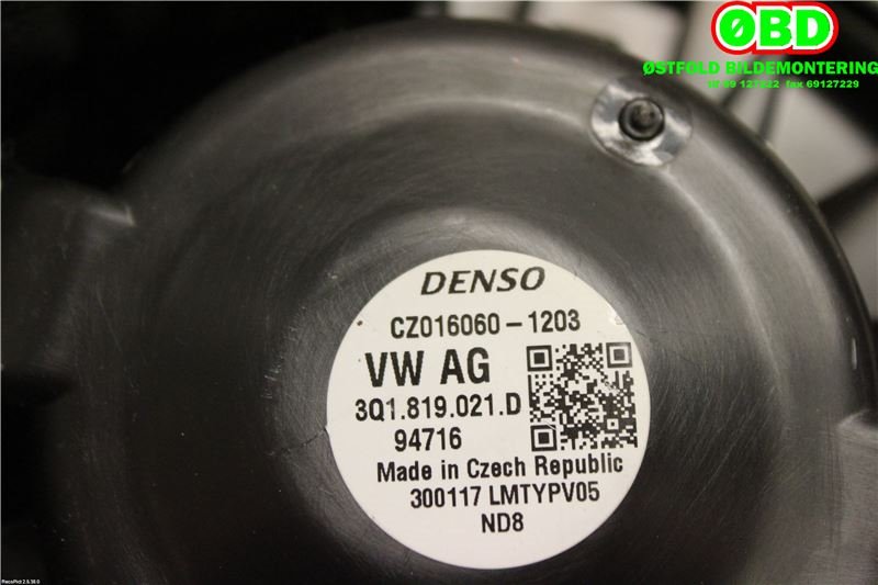 Varmeapparat motor til Škoda Superb 2015-->> (Type III)  (SKODA|3Q1 819 021 D||3Q1819021D)