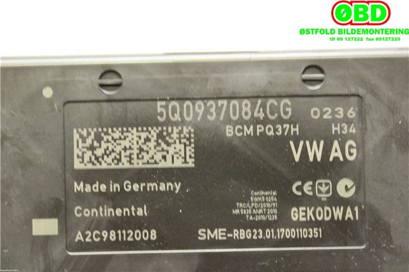 Styreenhet comfort (BCM) til Škoda Superb 2015-->> (Type III) (SKODA|5Q0 937 084 CG||5Q0937084CG)
