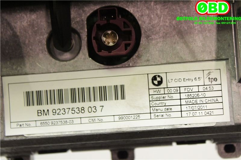 Instrument kjørecomputer til BMW 1-Serie 2011-2015 (Fase 1) (F20/F21) (F20/F21) (BMW|65 50 9 270 391||65509237538)