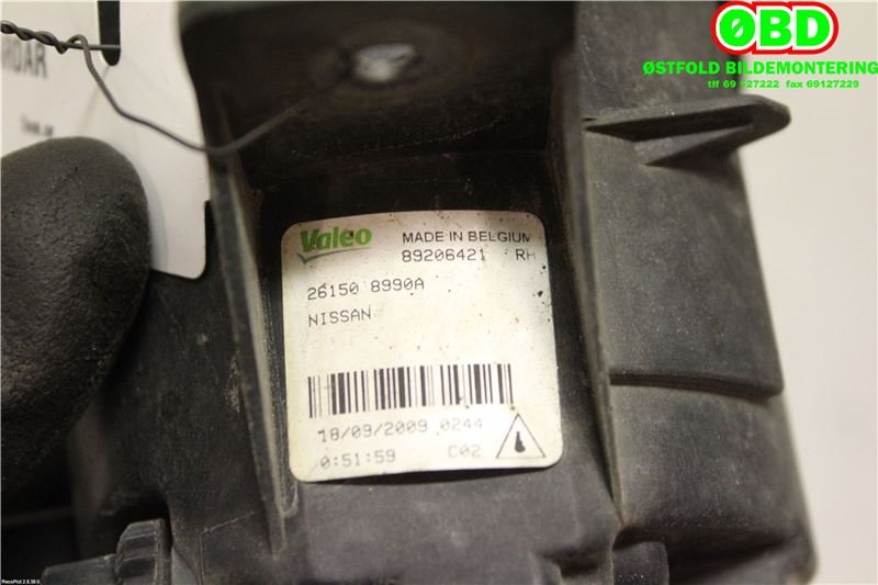 Tåkelykt høyre foran til Nissan Qashqai 2007-2010 (Type I, Fase 1)  (NISSAN|261508990A|)