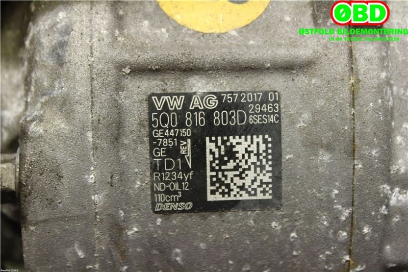 Aircondition kompressor til Škoda Superb 2015-->> (Type III)  (SKODA|5Q0 816 803 D||5Q0816803D)