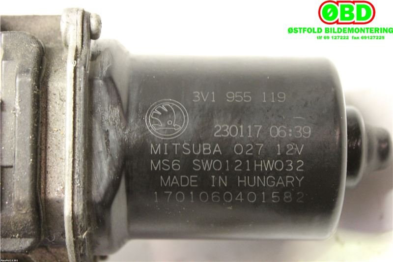 Viskermotor frontrute til Škoda Superb 2015-->> (Type III)  (SKODA||3V1955119)