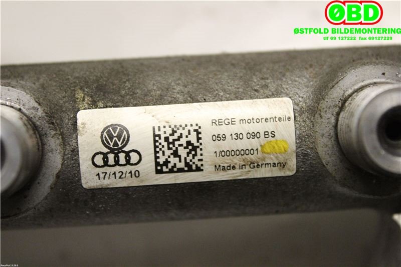 Dyseskinne (fuelrail) til Audi A8 2010-2013 (Type III, Fase 1)  (AUDI|059 130 090 BS|059 130 090 CN|059130090BS)