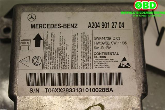 Airbag elektronikk til Mercedes C-Klasse 2007-2011 (Fase 1) (W204) (W204) (MERCEDES|A 204 901 27 04||2049012704)