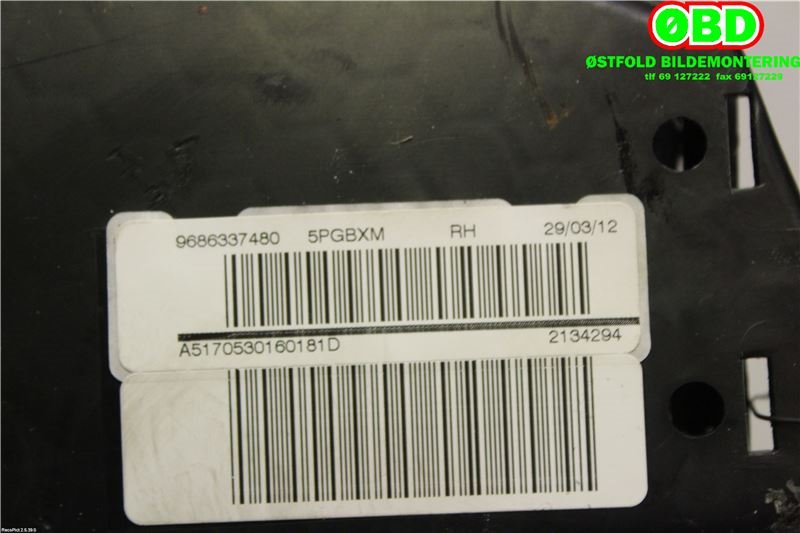 Airbag sidepute høyre til Peugeot 508 2011-2014 (Type I, Fase 1)  (PEUGEOT|8217G5||9686337480)