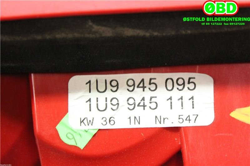 Baklykt venstre til Škoda Octavia 2000-2004 (Type I, Fase 2)  (SKODA|1U9 945 111||1U9945111)
