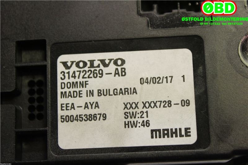 Styreenhet klima/aircondition til Volvo V90 / V90 CC / S90 2016-->> (VOLVO|31472269||31472269AB)
