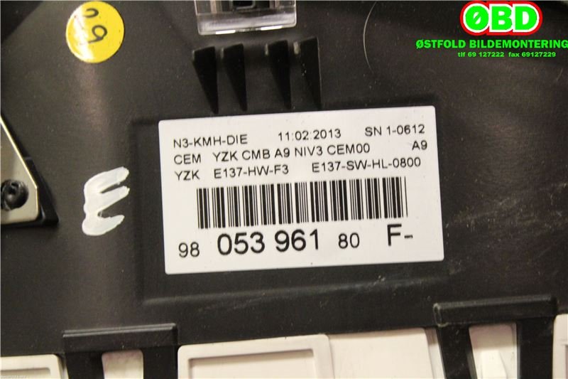 Instrumentpanel til Peugeot 2008 2013-2019 (Type I)  (PEUGEOT|9801903780|9822633380|9805341480)