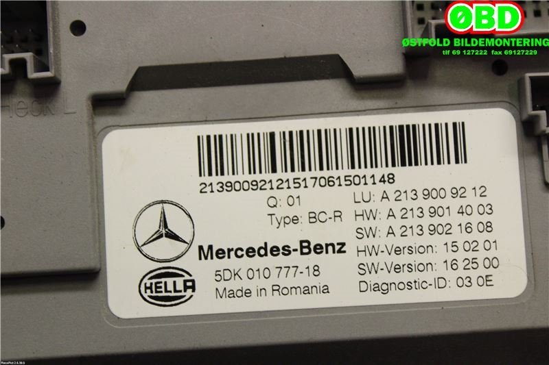 Styreenhet diverse til Mercedes E-Klasse 2016-2023 (W213) (W213) (MERCEDES|A 213 900 92 12|A 213 900 29 29|2139009212)