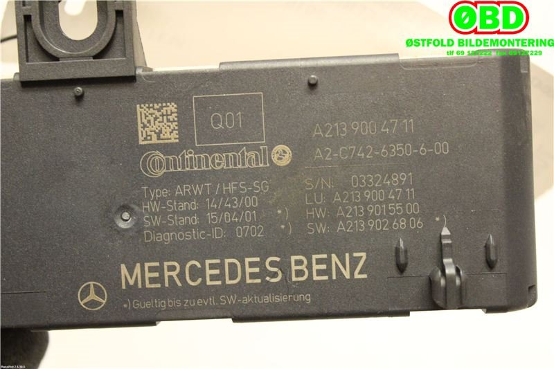 Styreenhet elektrisk bakluke til Mercedes E-Klasse 2016-2023 (W213) (W213) (MERCEDES|A 213 900 47 11||2139004711)
