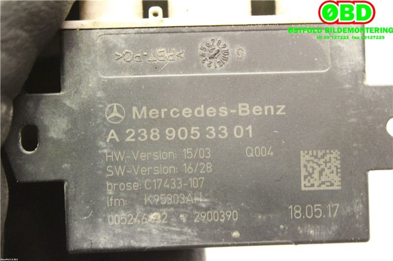 Styreenhet diverse til Mercedes E-Klasse 2016-2023 (W213) (W213) (MERCEDES|A 238 905 33 01||2389053301)