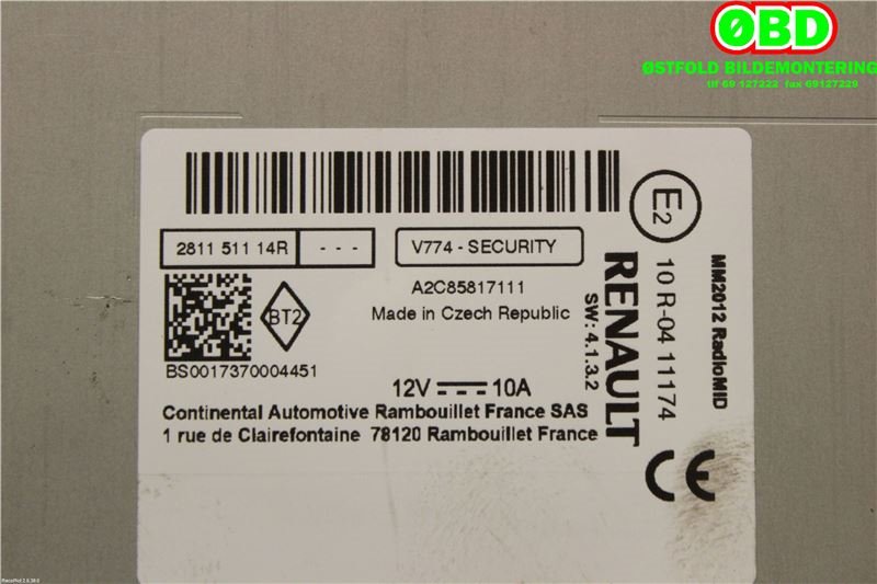 Bilstereo til Renault Trafic 2014-->>  (RENAULT|281151114R|281155144R)