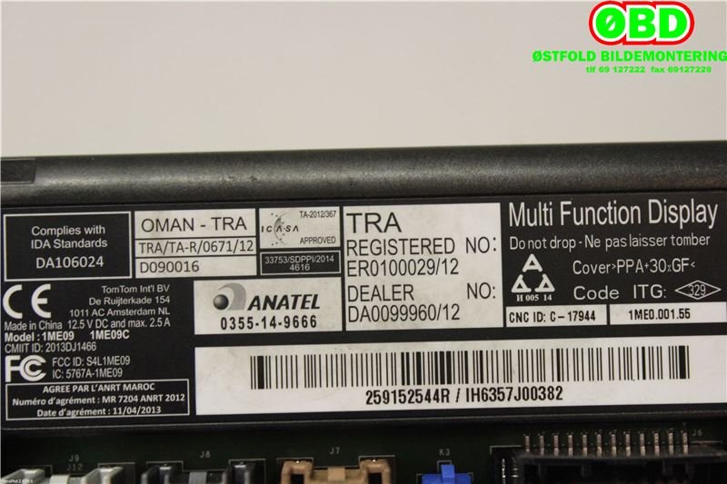 Instrument kjørecomputer til Renault Trafic 2014-->>  (RENAULT|259152544R|259150869R)