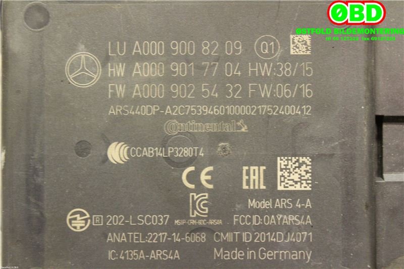 Sensor radar til Mercedes E-Klasse 2016-2023 (W213) (W213) (MERCEDES|A 000 900 82 09|A 000 900 28 39|0009008209)