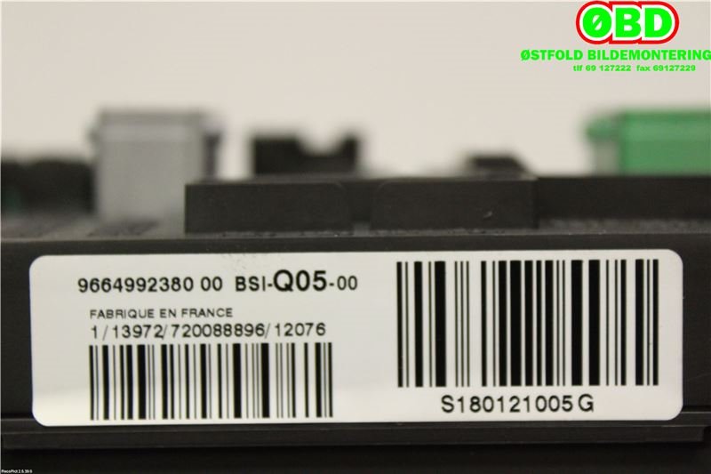Sikringsboks til Peugeot 508 2011-2014 (Type I, Fase 1)  (PEUGEOT|1609295080||9664992380)