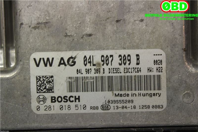 Styreenhet motor til Škoda Octavia 2013-2016 (Type III, Fase 1)  (SKODA|04L 906 021 M|0281018510|04L907309B)