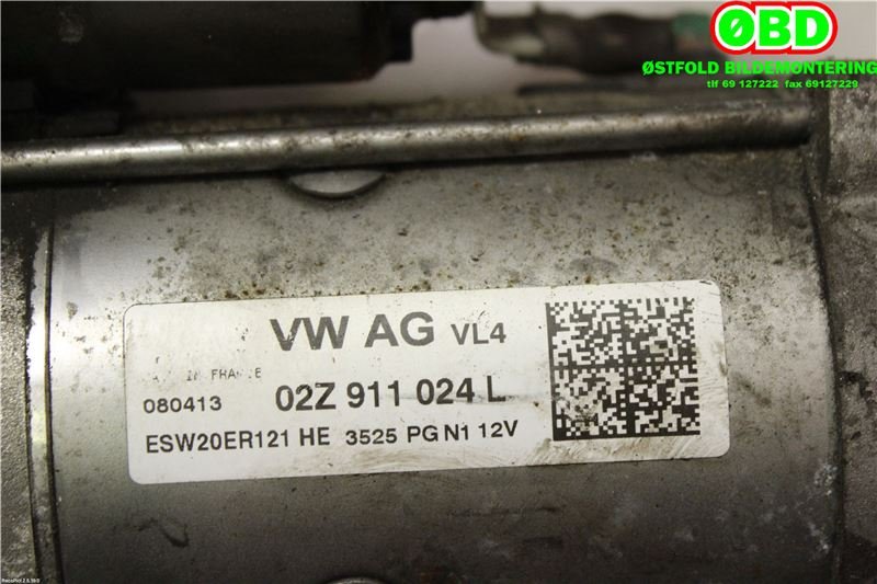 Starter diesel til Škoda Octavia 2013-2016 (Type III, Fase 1)  (SKODA|02Z 911 024 L|02Z 911 021 K|02Z911024L)