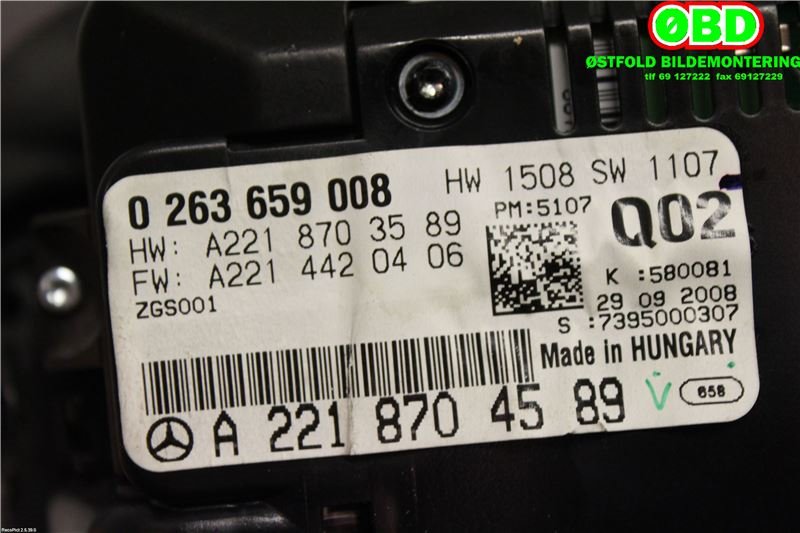 Instrument kjørecomputer til Mercedes S-Klasse 2005-2013 (W221) (W221) (MERCEDES|A 221 870 45 89||2218704589)