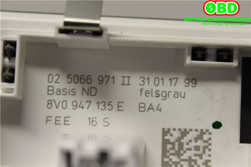 Taklyspanel til Audi A3 2016-2020 (Type III, Fase 2)  (AUDI|8V0947135E|)