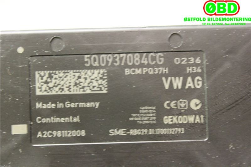Styreenhet comfort (BCM) til Audi A3 2016-2020 (Type III, Fase 2)  (AUDI|5Q0 937 084 CG||5Q0937084CG)