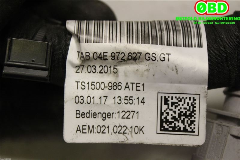 Ledningsnett til Audi A3 2016-2020 (Type III, Fase 2)  (AUDI|04E972627GS|)
