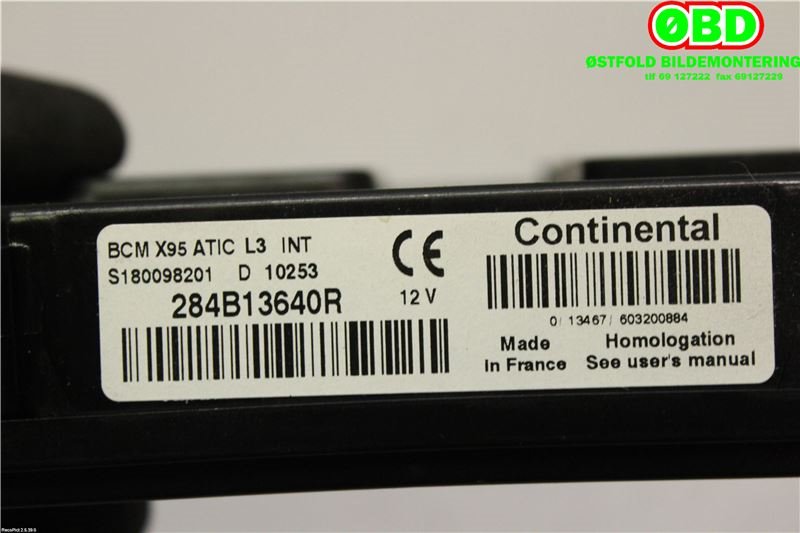 Styreenhet comfort (BCM) til Renault Scenic 2009-2016 (Type III) (RENAULT Scenic||284B13640R)