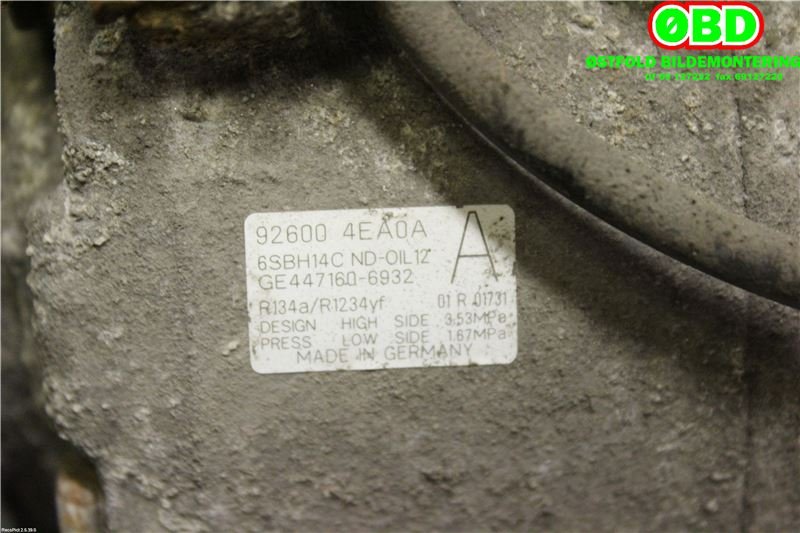 Aircondition kompressor til Nissan Qashqai 2014-2021 (Type II)  (NISSAN|926004EA0A|)