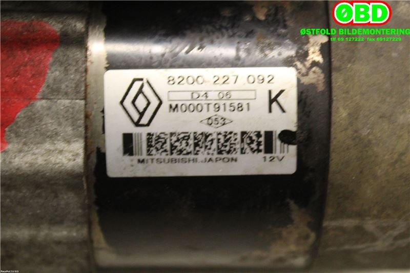 Starter diesel til Renault Kangoo 2003-2007 (Type I, Fase 2)  (RENAULT|8200227092|8200584685)