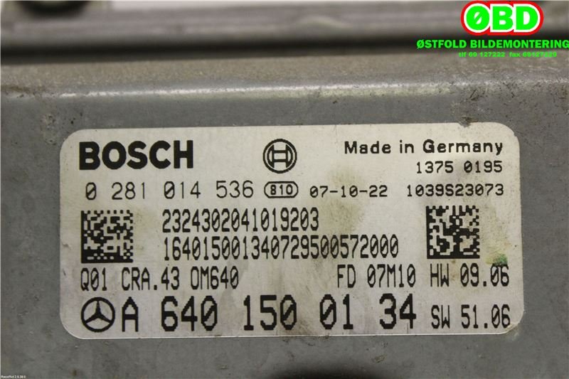 Styreenhet motor til Mercedes B-Klasse 2008-2011 (Fase 2) (W245) (W245) (MERCEDES|A 640 150 01 34|A 640 150 71 34|6401500134)