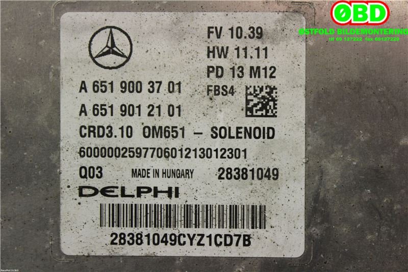 Styreenhet motor til Mercedes E-Klasse 2013-2016 (Fase 2) (W212) (W212) (MERCEDES|A 651 900 37 01||6519003701)