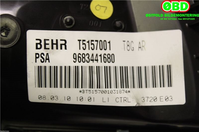 Varmeapparat motor til Peugeot 5008 2010-2017 (Type I)  (PEUGEOT|6441CV||9683441680)