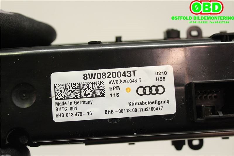 Varmeapparat betjening til Audi A4, Allroad 2016-->> (Type II) (B9) (B9) (AUDI|8W0820043T|)