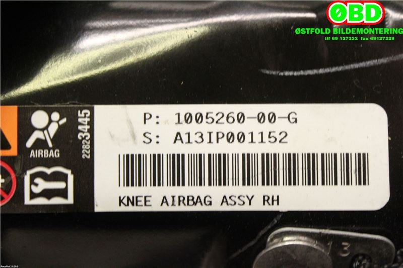 Airbag kne til Tesla Model S 2013-2016 (Fase 1)  (TESLA|100526000G|)