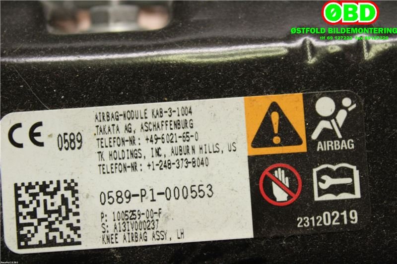 Airbag kne til Tesla Model S 2013-2016 (Fase 1)  (TESLA|100525900F|)