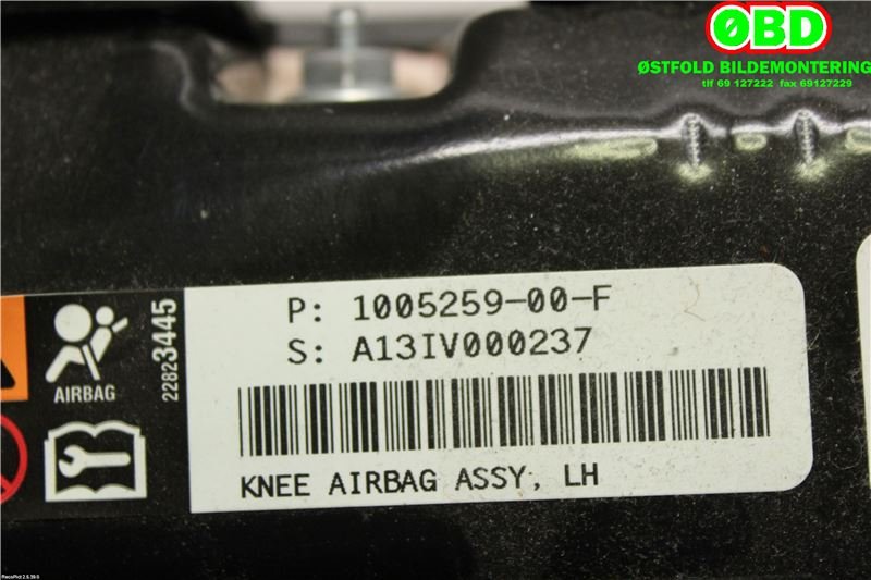 Airbag kne til Tesla Model S 2013-2016 (Fase 1)  (TESLA|100525900F|)