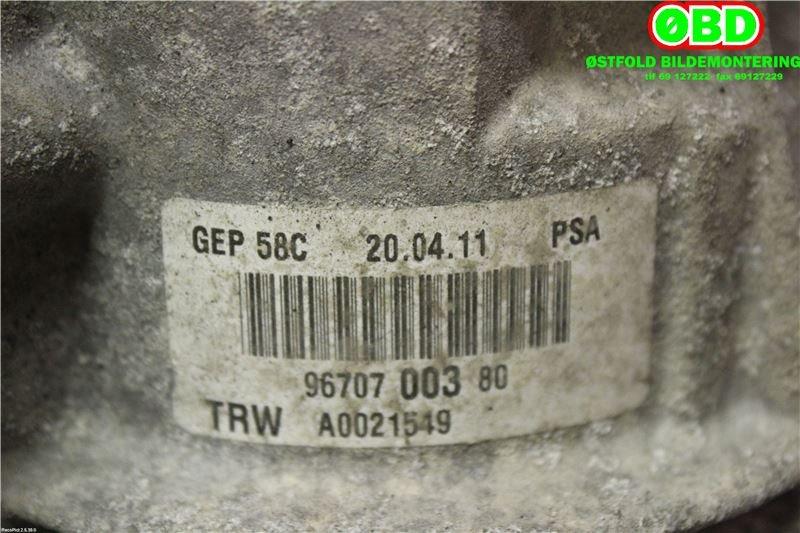 Servo pumpe elektrisk til Peugeot 308 2011-2013 (Type I, Fase 2)  (PEUGEOT|1610013680||9670700380)