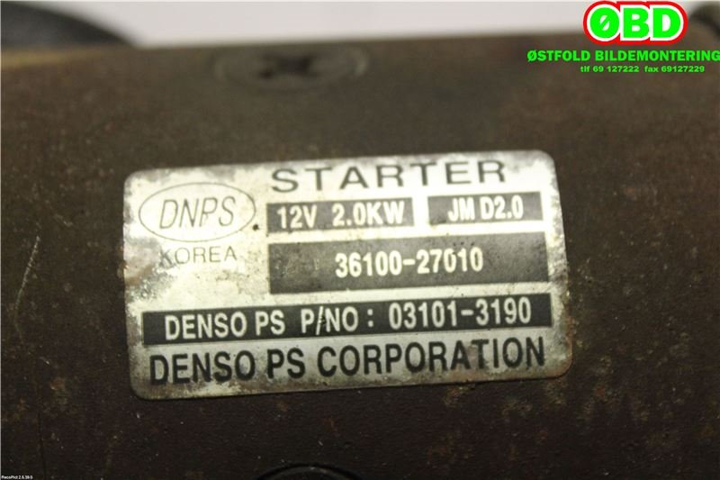 Starter diesel til Hyundai Santa Fe 2006-2009 (Type II, Fase 1)  (HYUNDAI|3610027010|3610027011)