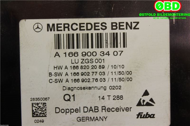 Bilstereo diverse til Mercedes GLA 2014-2020 (X156) (X156) (MERCEDES|A 166 900 34 07||1669003407)