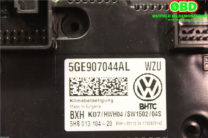 Varmeapparat betjening til VW Passat 2015-2019 (Fase 1) (B8) (B8) (VOLKSWAGEN|5GE 907 044 AL||5GE907044AL)