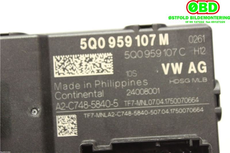 Styreenhet elektrisk bakluke til VW Passat 2015-2019 (Fase 1) (B8) (B8) (VOLKSWAGEN|5Q0 959 107 M|5Q0 959 107 Q|5Q0959107M)