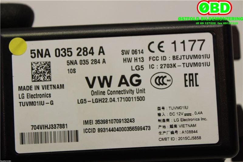 Styreenhet diverse til VW Passat 2015-2019 (Fase 1) (B8) (B8) (VOLKSWAGEN|5NA 035 284 A||5NA035284A)