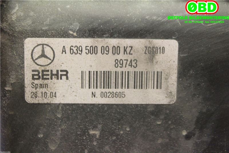 Aircondition radiator til Mercedes Vito/Viano 2004-2010 (Fase 1) (W639) (W639) (MERCEDES|A 639 505 00 55||6395000900)